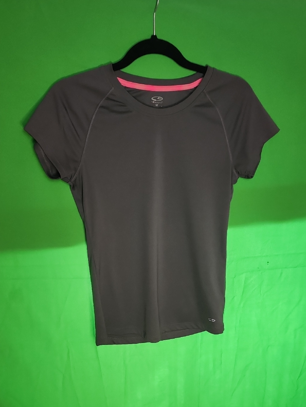 Women's Active Short Sleeve Tee - Gray with Pink Trim